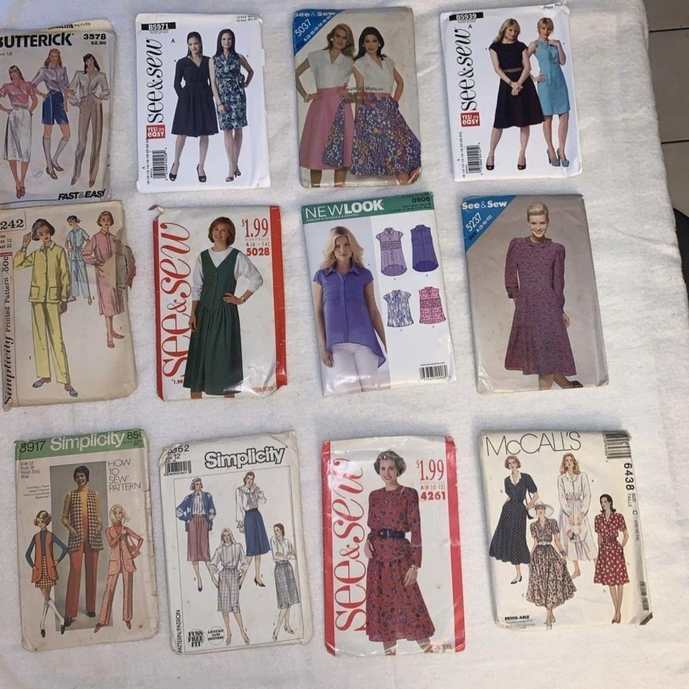 Vintage Sewing Patterns Womens from 60s to 80s set of 12